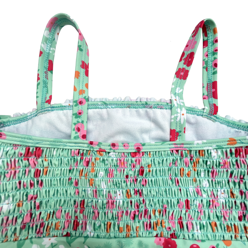 Hoa in một mảnh shirr trẻ em đồ bơi