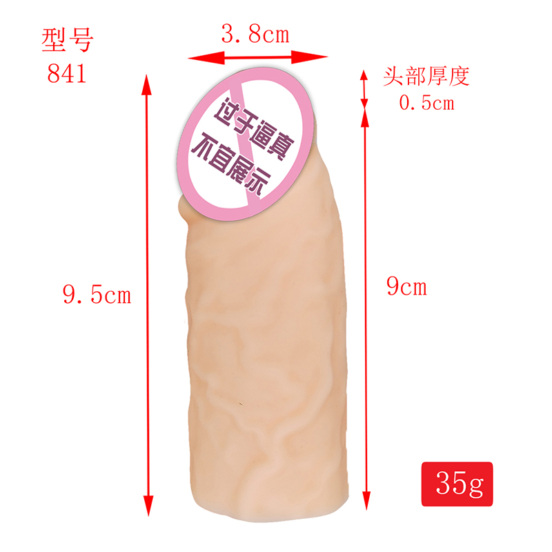 841 Tay áo dương vật thực tế bao gồm bao cao su chonam giới tái sử dụng silicon dildo dương vật kéo dài tay áo chonam giới