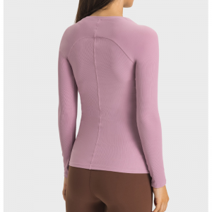 RIB áo choàng cổ áo dài áo sơ mi yoga