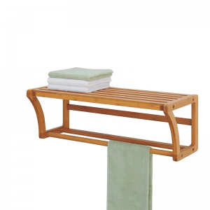 Kệ gắn tường tre với thanh khăn