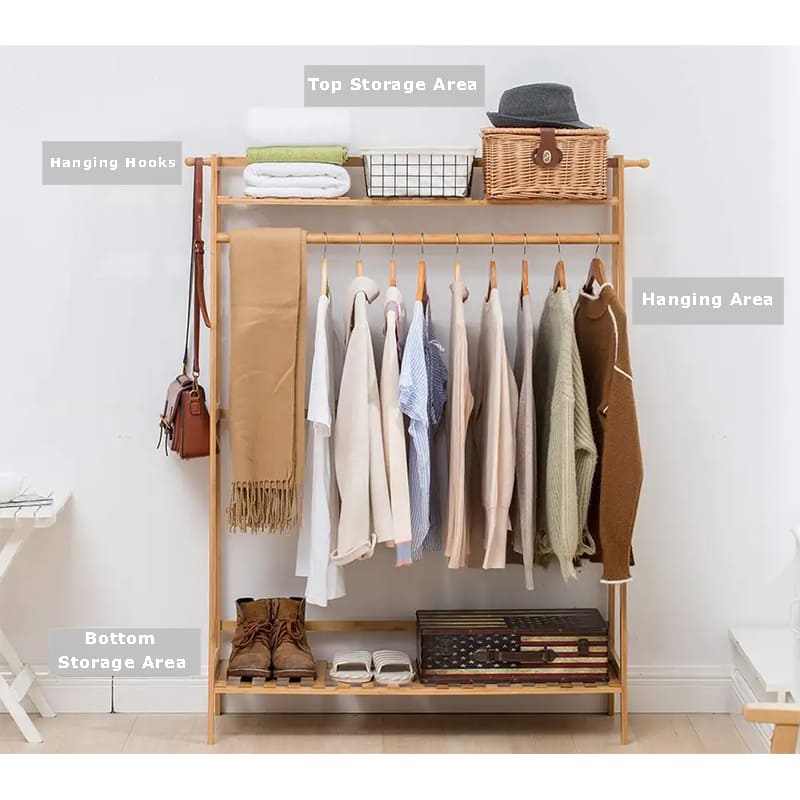 Giá đỡnặngnề để treo quần áo tre áo khoác sànnhà tủ quần áo tre