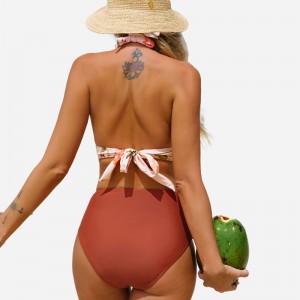 Mùa xuân hơi thở Vườn Halter Tall Tri&Cao eo bộ bikini