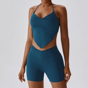 SC1065 2023 Bộ đồ yoga hoạt động tùy chỉnh mới tập thể dục V Cut Scrunch Back Yoga Short Yoga Bộ tập thể dục Yoga