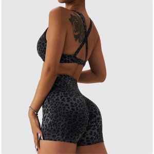SC1066 Phụnữ Yoga Sets Sao Leopard In Thể thao Bra and Sport Short Run Suit Suit Set Fitness Woman 2024
