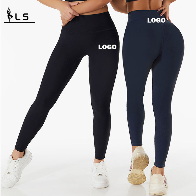 SC101013 Logo tùy chỉnh liền mạch Nâng mông Yoga Quần legging cho phụnữ v Cut Push Up Leggings