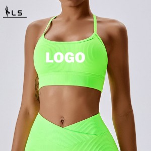 SC101610 Halter Sports Bra Ladies Halter Cổ chéo áongực thể thao dành cho phụnữ Logo Women Workout Thể thao BRA Bán buôn Yoga Cro