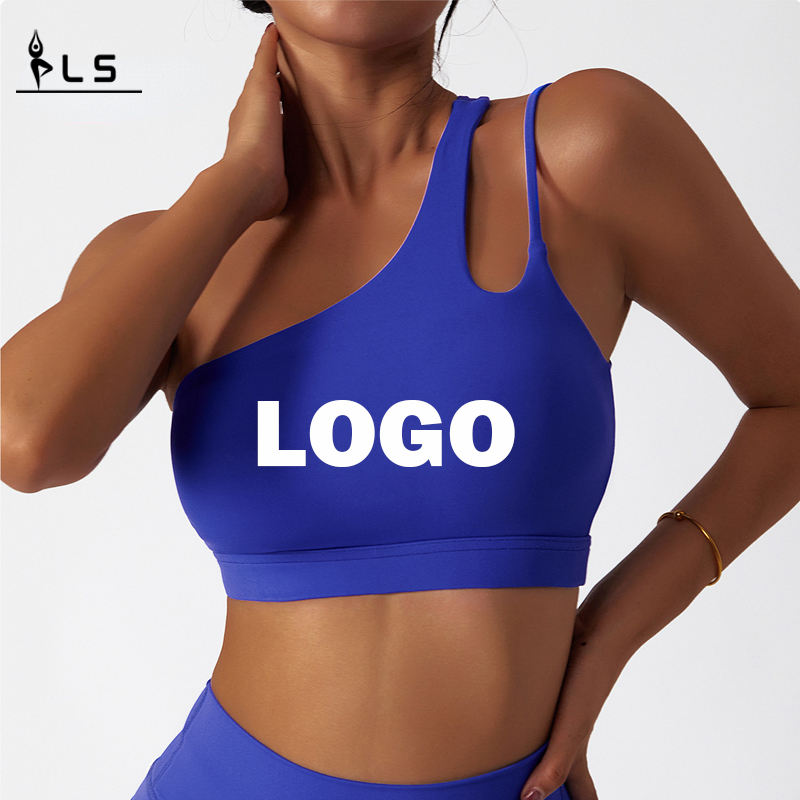 SC10171 QuakeProof Padded Sport Workout Workout Gym Sports Bra One Shoulder Cao Hỗ trợ Vest Shockproof Sports Bra