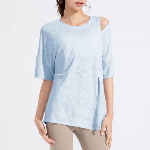 SC10262 Áo phông lỏng lẻo tập thể dục thông thường Yoga Sleeve Top Yoga T-Shirts Fitness Chạy áo phông cổ tròn