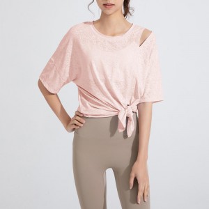 SC10262 Áo phông lỏng lẻo tập thể dục thông thường Yoga Sleeve Top Yoga T-Shirts Fitness Chạy áo phông cổ tròn