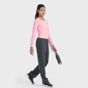 SC10271 Yoga Crop Crop Top Gym Gym Fitness áo phông dài tay áo dài tay áo phông vòng tròn