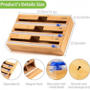 3 trong 1 Bộ phân phối bọc với máy cắt, bọcnhựa, giấynhôm và bộ phân phối giấy sáp chongăn kéonhà bếp, giá đỡngười tổ chức cuộn tre, tương thích với cuộn 12 \\\\ \\\