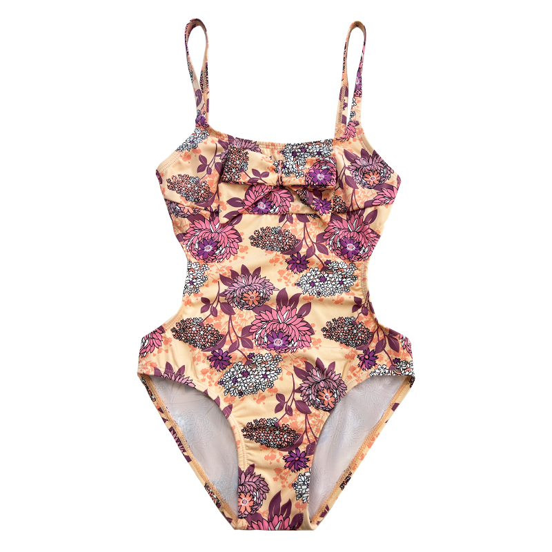 Trẻ em mặc đồ bơi với dây buộc được in lại