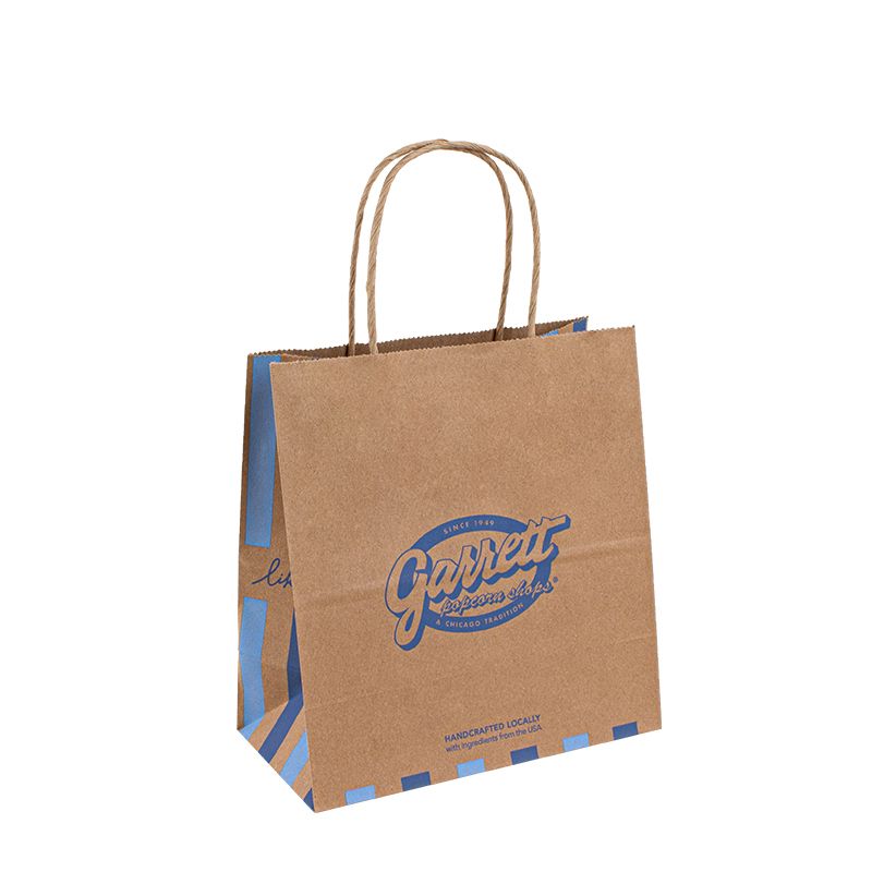 Túi giấy Kraft có thể tái chế với logo Túi giấy mua hàng tùy chỉnh cho thực phẩm có Tay Tay Tay
