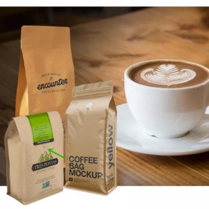 Khối dùng một lần dưới đáy ziplock chà bao bì đóng gói zipper trắng hồng matt màu đen van màu giấy cà phê với lỗ thông hơi