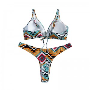 Phong cách hoa theo phong cách dân tộc Bow Bow Wide Dây đeo áo bơi hai mảnh