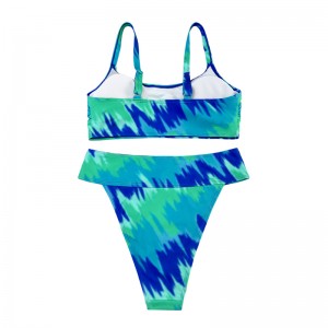 Tàungọc lam in hai mảnh với dây đai rộng