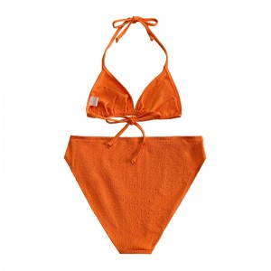 Orange Ruffle Fabric Halter, Cup chân máy, áo tắm ba mảnh