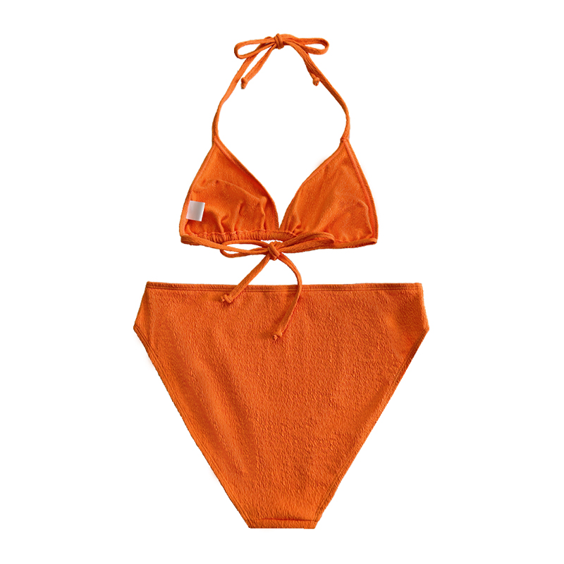 Orange Ruffle Fabric Halter, Cup chân máy, áo tắm ba mảnh