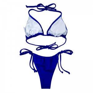 Phổ Blue Halter Dây đeo Sexy Taming Tam giác Bóng đôi hai mảnh