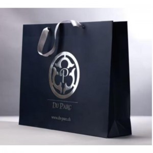 Logo có thương hiệu tùy chỉnh Luxury Black Paper Dressaging Packaging Túi mua sắm túi giấy