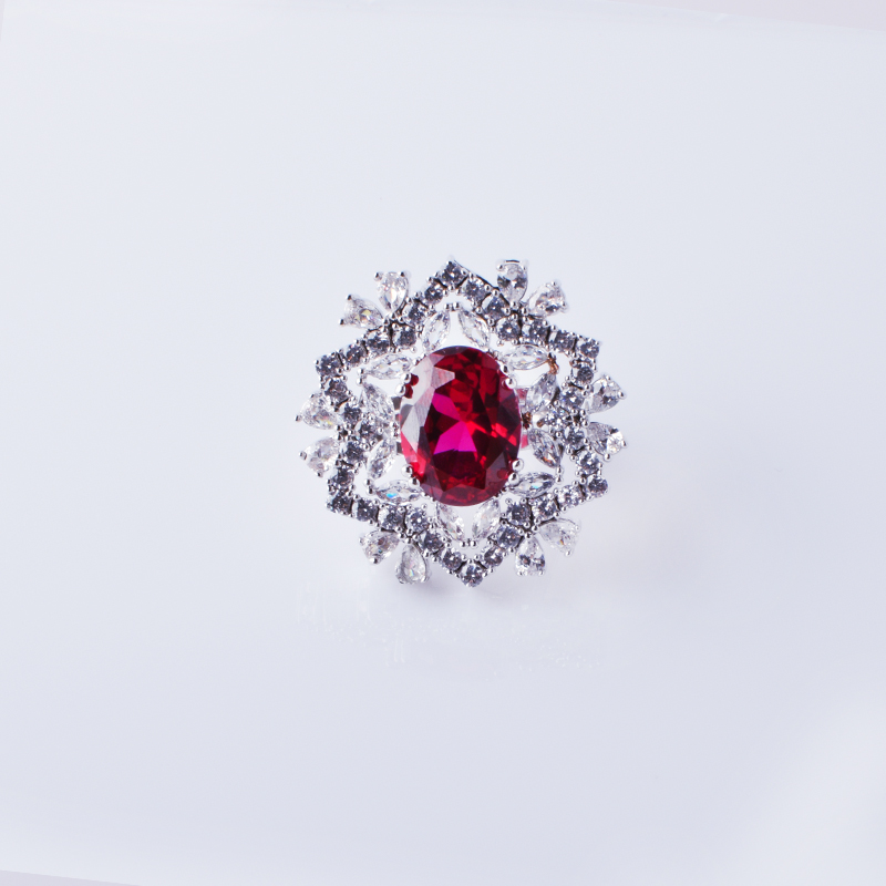 Vòng tròn thanh lịch Hongde với các vòng zirconia màu xanh lamnhẫn đính hôn bằng thép không gỉ cho phụnữ trang sức cưới màu bạc