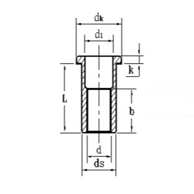 đai ốc đinh tán có khía đầu phẳng bằng thép không gỉ