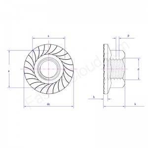 đai ốc mặt bích lục giác có răng cưa