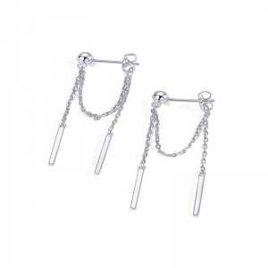 Hongde Mạ Vàng 18K Bạc 925 Bèo Dây Xích Đính Đá Cubic Zirconia Bóng Threader Earscapes Bông Tai