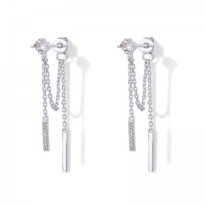 Hongde Mạ Vàng 18K Bạc 925 Bèo Dây Xích Đính Đá Cubic Zirconia Bóng Threader Earscapes Bông Tai