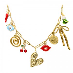 Vòng cổ dây chuyền vàng kẹp giấy 18K Hongde DIY làm bằng tay Mặt trời mặt trăng mặt dây chuyềnngôi sao Vòng cổ quyến rũ phương Tây Đại dương bên bờ biển Vòng cổ vàng quyến rũ dành chonữ