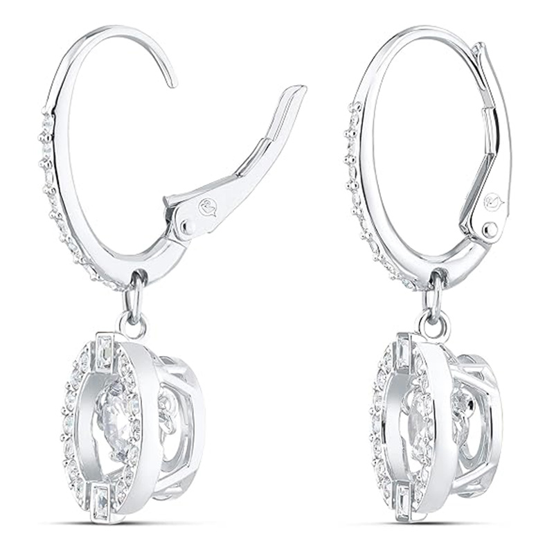 Bông tai vòng bạc Crystal Dance Bộ sưu tập trang sức vòng cổ và bông tai SWAROVSKI Sparkling Dance, Lớp hoàn thiện Rhodium, Pha lê xanh, Pha lê trong suốt