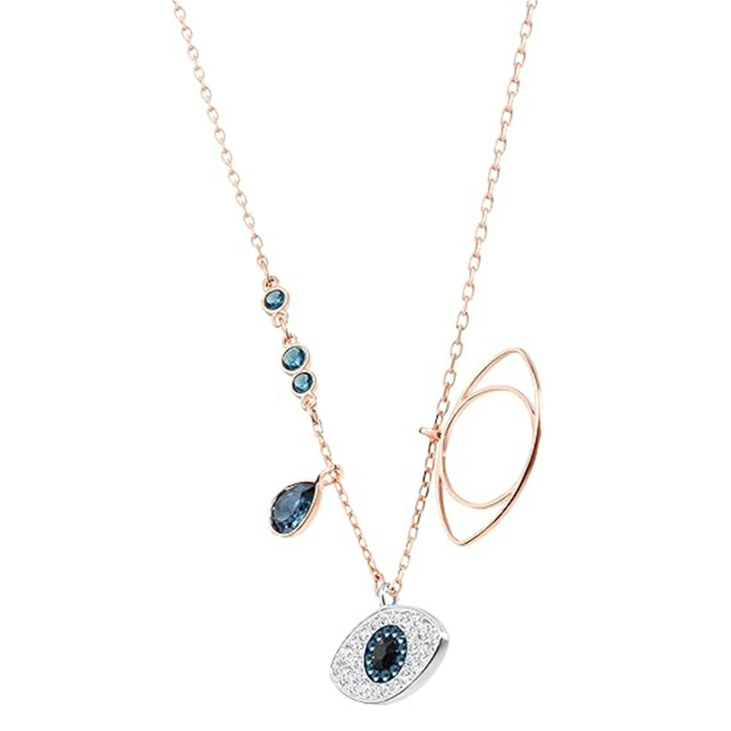 Vòng cổ mặt dây chuyền Radiant Guardian Evil Eye với điểmnhấn Zircon màu xanh lam Biểu tượng của sự sang trọng, sự bảo vệ và phong cách vượt thời gian