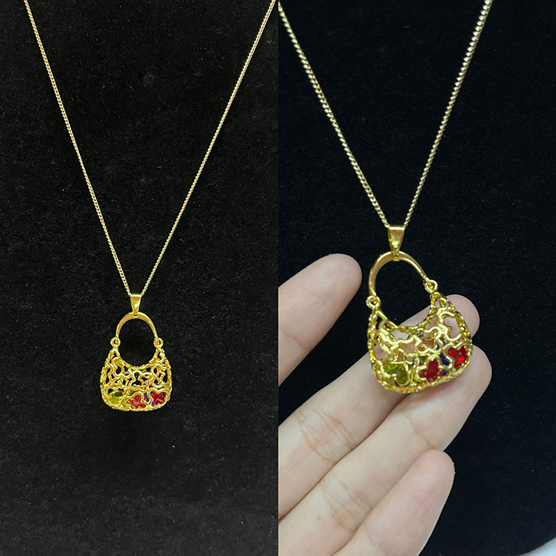 Vòng cổ túi xách sang trọng cho phụnữ - vàng 18k-Đồng mạ với thiết kế filigree phức tạp & Điểmnhấn men - Trang sức thời trang thanh lịch cho quà tặng & Những dịp đặc biệt