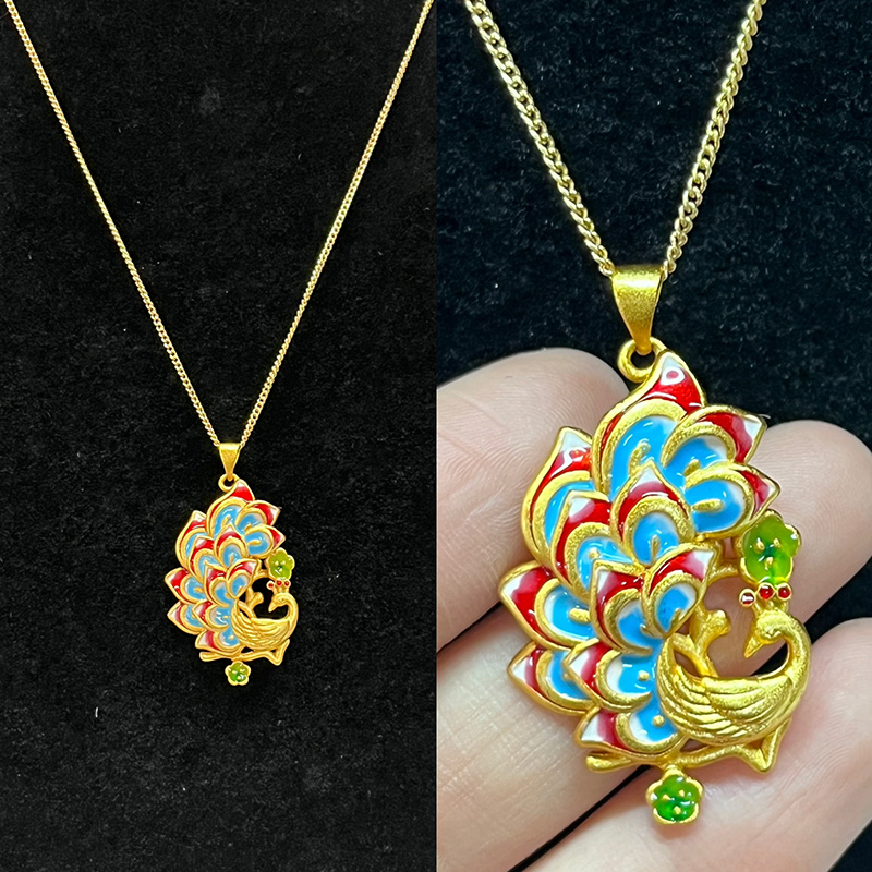 Vòng cổ mặt dây chuyền cao cấp Cloisonné