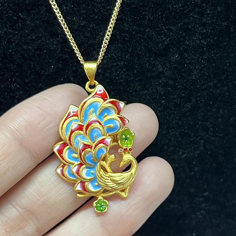 Vòng cổ mặt dây chuyền cao cấp Cloisonné