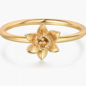 Vàng 18K tinh tế-Vòng mạ 925 Sterling Silver Floral Ring với thiết kế hoanở hoa tinh tế - bản chất thanh lịch vànhẹ-Trang sức lấy cảm hứng cho phụnữ
