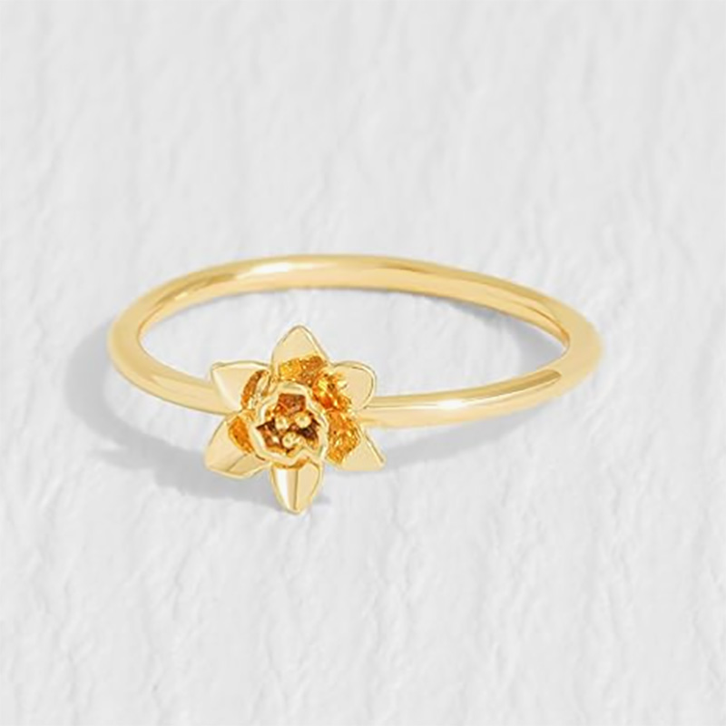 Vàng 18K tinh tế-Vòng mạ 925 Sterling Silver Floral Ring với thiết kế hoanở hoa tinh tế - bản chất thanh lịch vànhẹ-Trang sức lấy cảm hứng cho phụnữ