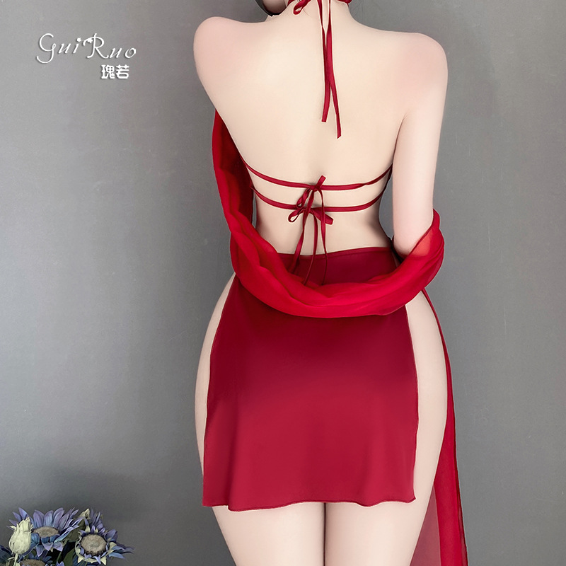 Retro - Phong cách sexy đồ lót cho phụnữ: Halter - Cổ với cà vạt - Chi tiết lên, thêu tinh tế, thuần khiết - chưa - Phong cách quyến rũ, rỗng - thiết kế ra và không có lưng, trong một bộ đồng phục - Cảm hứngnhìn 4291price:$169,99