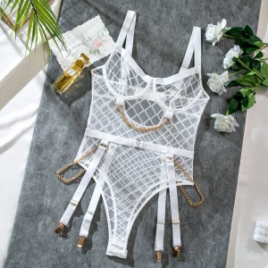 Đồ lót cho Amazon Cross - Biên giới: lưới tuyệt đối, sexy không có lưng, cao - Bodysuit eo, đồ lót khiêu dâm với dây chuyền kim loại. MY96606 Giá:$109,99