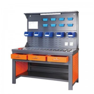 Bàn làm việc với dải ánh sáng và bảng ba bên