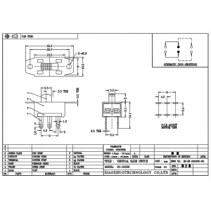 Công tắc trượt SS22G08 6-PIN 2P2 Công tắc trượt cho dải hiện tại cao của súng máy điều chỉnh tóc