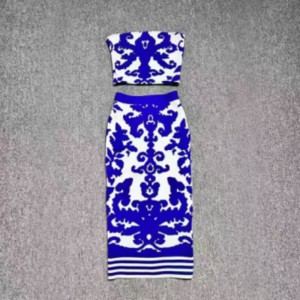 Mùa hè Jacquard đan bustier, đan hông Jacquard-bộ váy dài