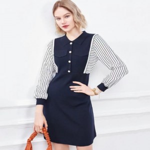 Mùa thu sớm Cổ ​​áo đảongược đannửa áonịt