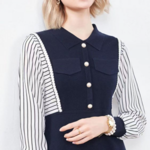 Mùa thu sớm Cổ ​​áo đảongược đannửa áonịt