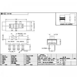 Công tắc trượt SS23L16, dòng điện cao, ba-Vị trí, gấp đôi-hàng, 8-pin, công tắc máy hủy, công tắc trượt thẳng đứng cho thiết bị cơ khí