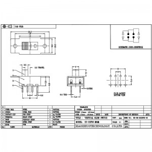 Công tắc trượt SS23F06 tùy chỉnh-làm gấp đôi-Hàng 6-Pin công tắc trượt máy hút bụi chân không dọc