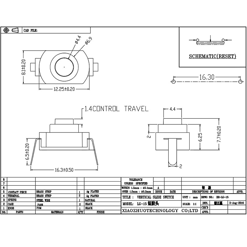 Chuyển công tắc LG-15 bình thường đóng lại tự đặt lại-Khóa, khóa-Đèn pin công tắcnút miễn phí