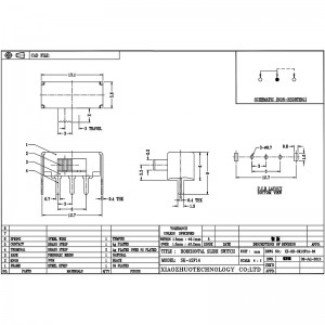Công tắc trượt SK12F14 bên-Kéo công tắcngang, phía đèn trần-công tắc trượt, đơn-Hàng 3-Công tắc trượt dọc