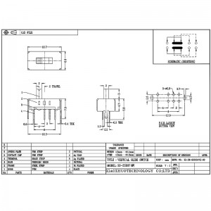 Công tắc trượt SS23D07, phíangang-Công tắc trượt, đèn sàn ba-Công tắc vị trí, công tắc băng điện
