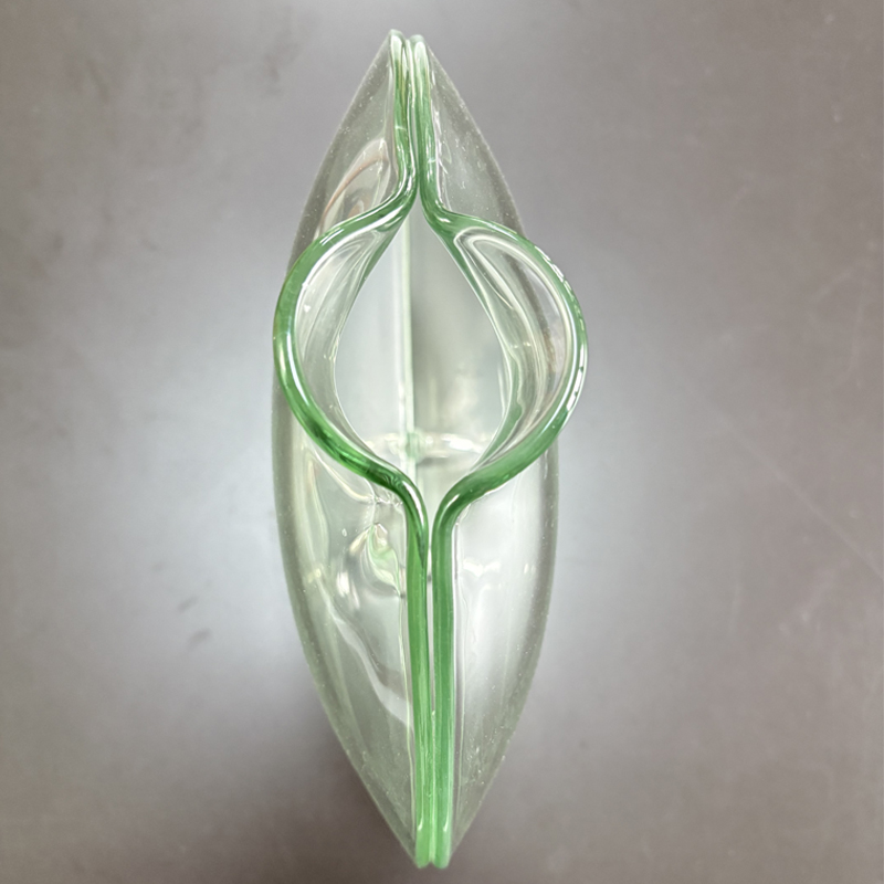 Zhongtai thép không gỉ Fish Mouth hình dạng cong tròn-Bình minh bạch với đế kim loại 23cm để cắm hoa